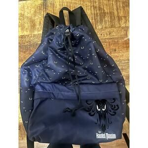 Disney Parks Haunted Mansion Wallpaper Backpack Drawstring Zip Pocket Purple